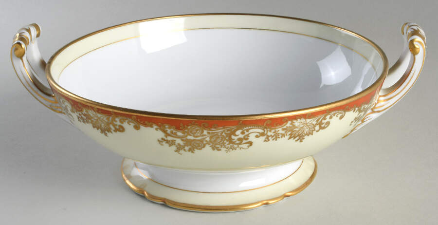 Babylon Orange and Gold Border Round Vegetable No Lid by Noritake-1