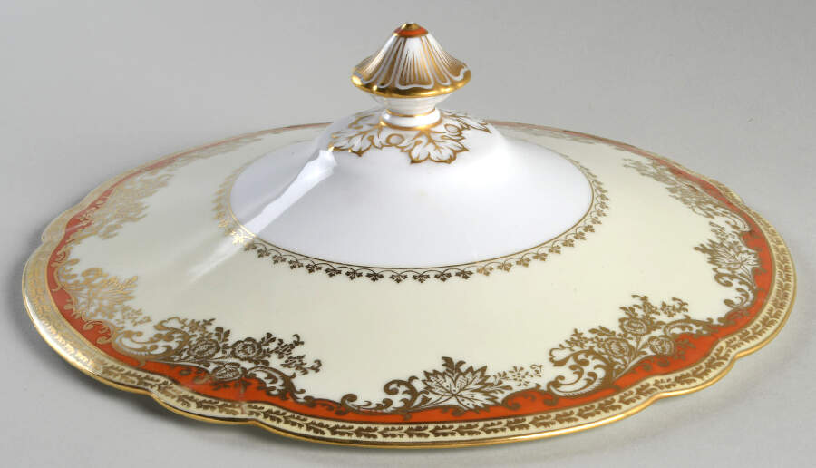 Babylon Orange and Gold Border Lid for Round Vegetable by Noritake-1