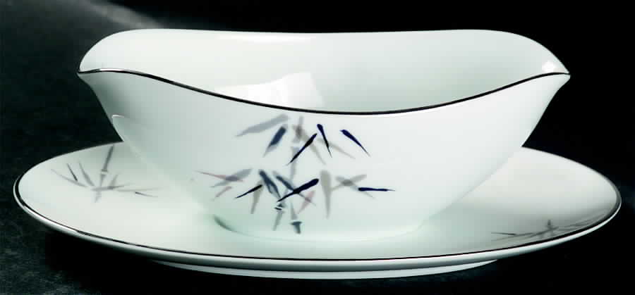 Bamboo Gravy Boat with Attached Underplate by Noritake-1