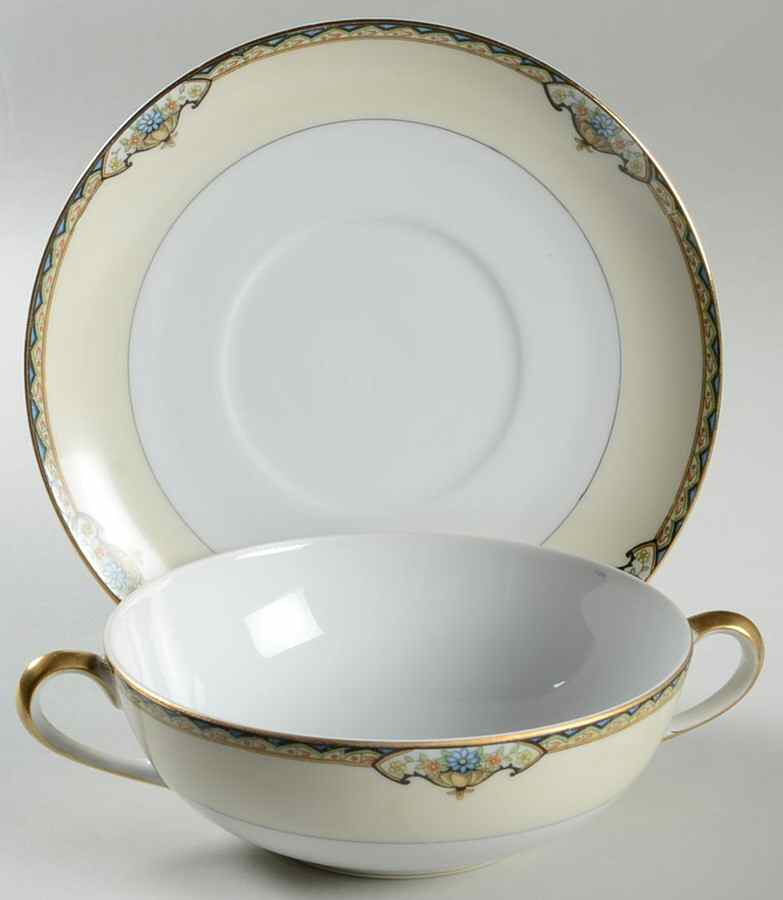 Baroda Flat Cream Soup Bowl & Saucer Set by Noritake-1
