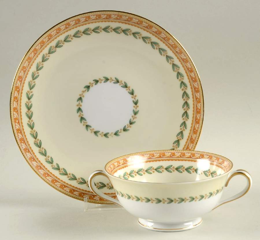 Bassano Footed Cream Soup Bowl & Saucer Set by Noritake-1