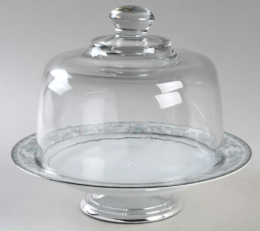 Belmont 6 1/2"-7 1/2" Footed Cheese Plate w/ Glass Dome HC by Noritake-1