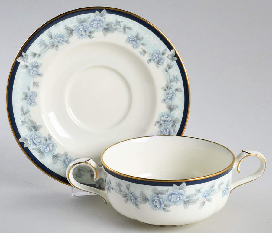 Bellefonte Flat Cream Soup Bowl & Cup Saucer Set by Noritake-1