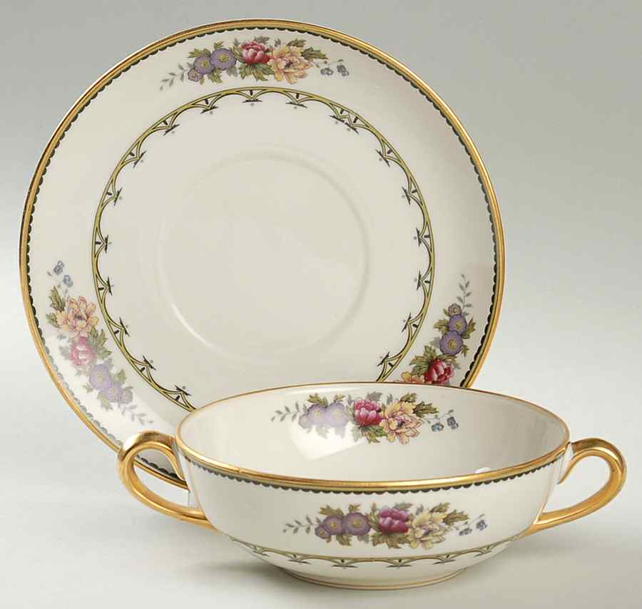 Bellefleur Flat Cream Soup Bowl & Saucer Set by Noritake-1