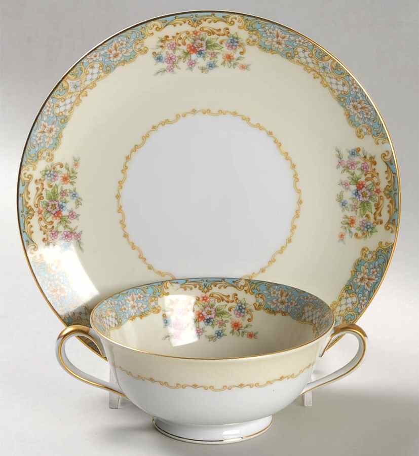 Berenda Footed Cream Soup Bowl & Saucer Set by Noritake-1