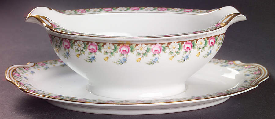 Beverly Gravy Boat with Attached Underplate by Noritake-1