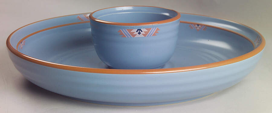 Blue Adobe Chip&Dip (Dip Is Open Sugar/Dip/Individual Baker) by Noritake-1