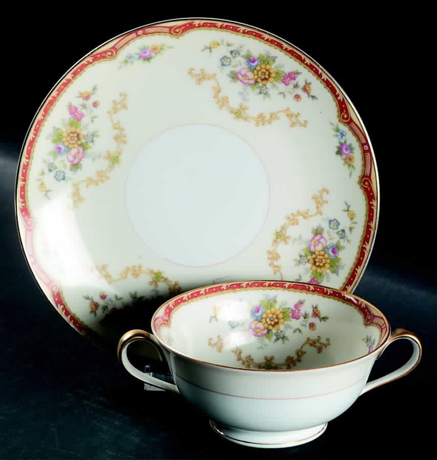 Blakely (No #) Footed Cream Soup Bowl & Saucer Set by Noritake-1