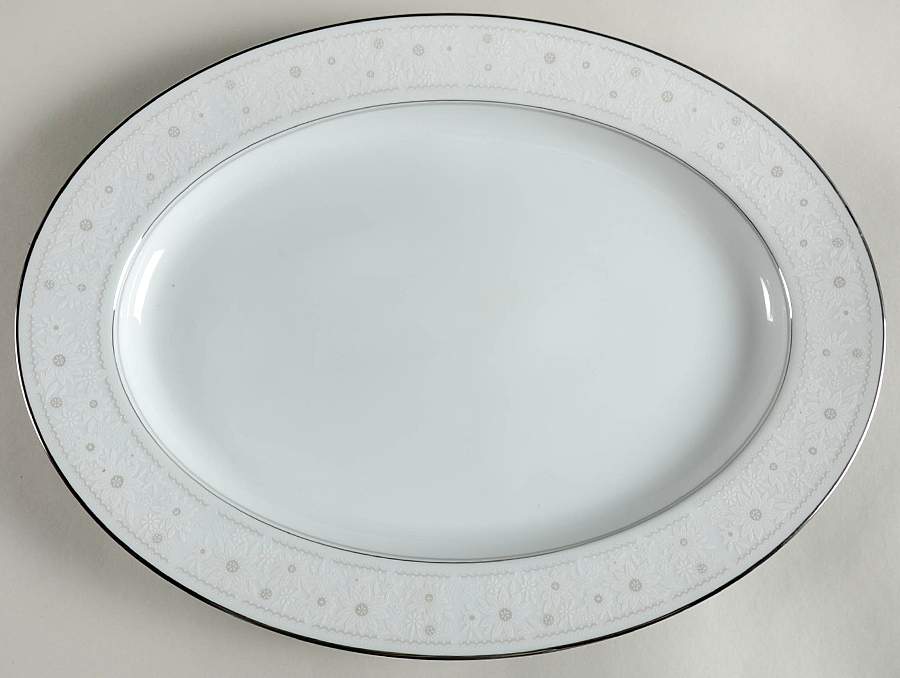 Blanche 16" Oval Serving Platter by Noritake-1