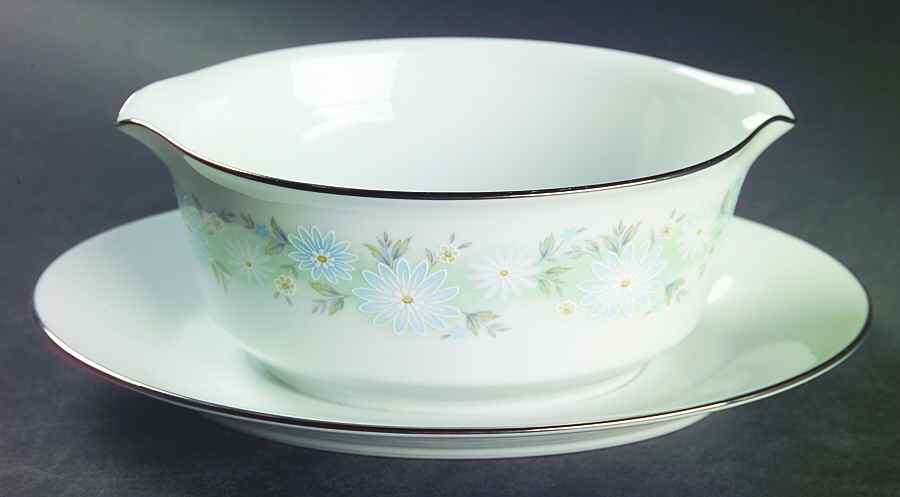 Blue Charm Gravy Boat with Attached Underplate by Noritake-1