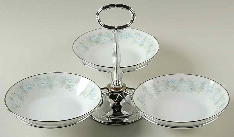 Blue Charm 7" x 12" 3-Part Relish & Metal Stand (FR) HC by Noritake-1