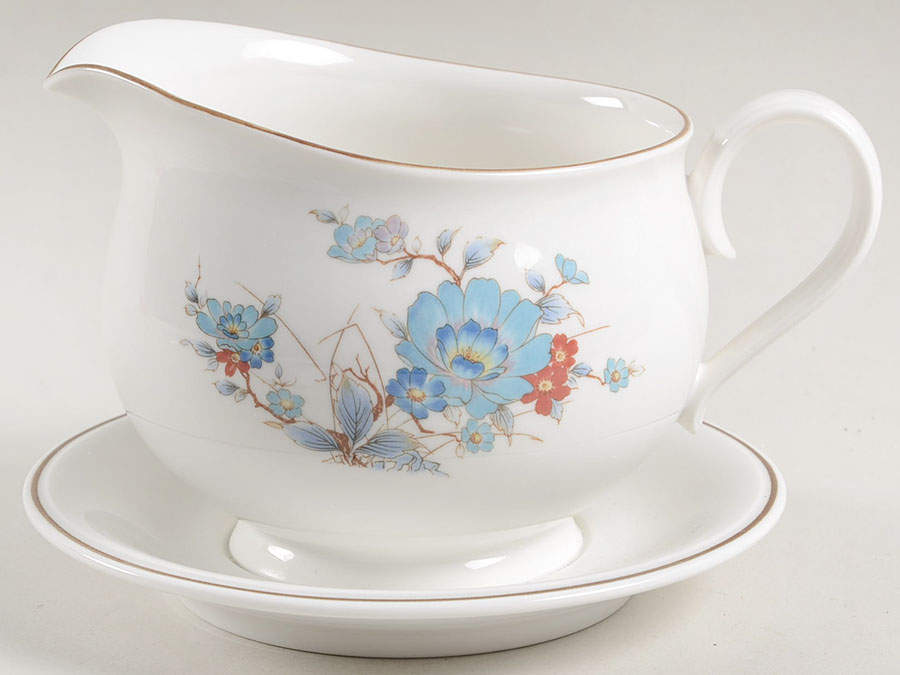 Bleufleur Gravy Boat with Attached Underplate by Noritake-1