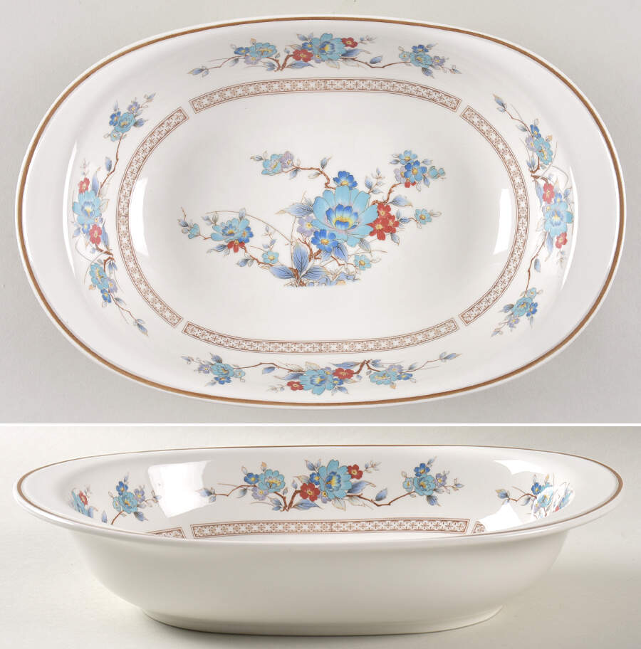 Bleufleur 10" Oval Vegetable Bowl by Noritake-1