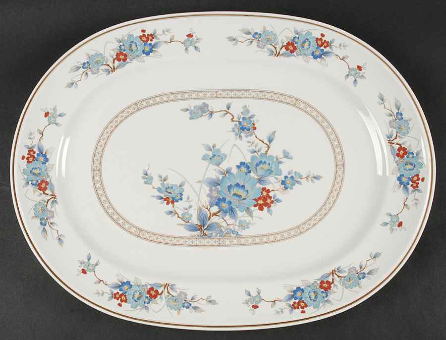 Bleufleur 15" Oval Serving Platter by Noritake-1