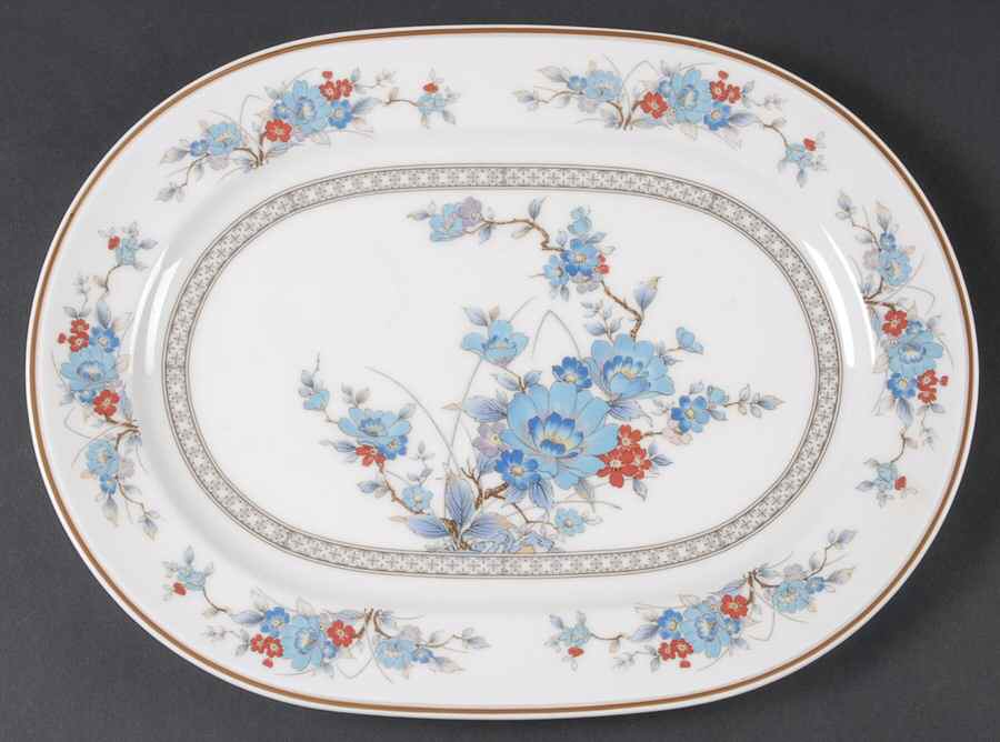 Bleufleur 12" Oval Serving Platter by Noritake-1