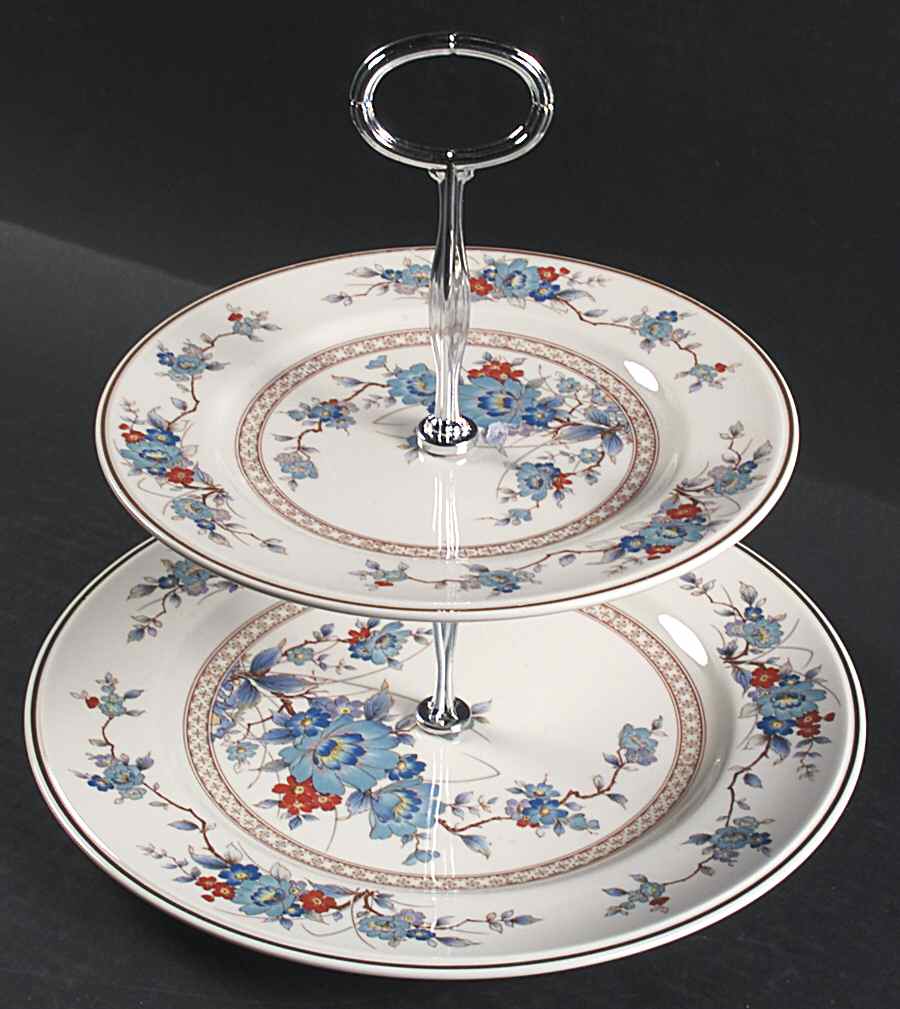 Bleufleur 6 5/8"-10"  2 Tiered Serving Tray (Dp, Sp) HC by Noritake-1