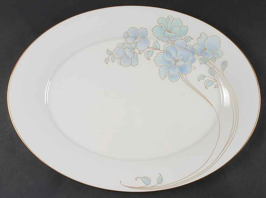 Blue and Gold 15" Oval Serving Platter by Noritake-1