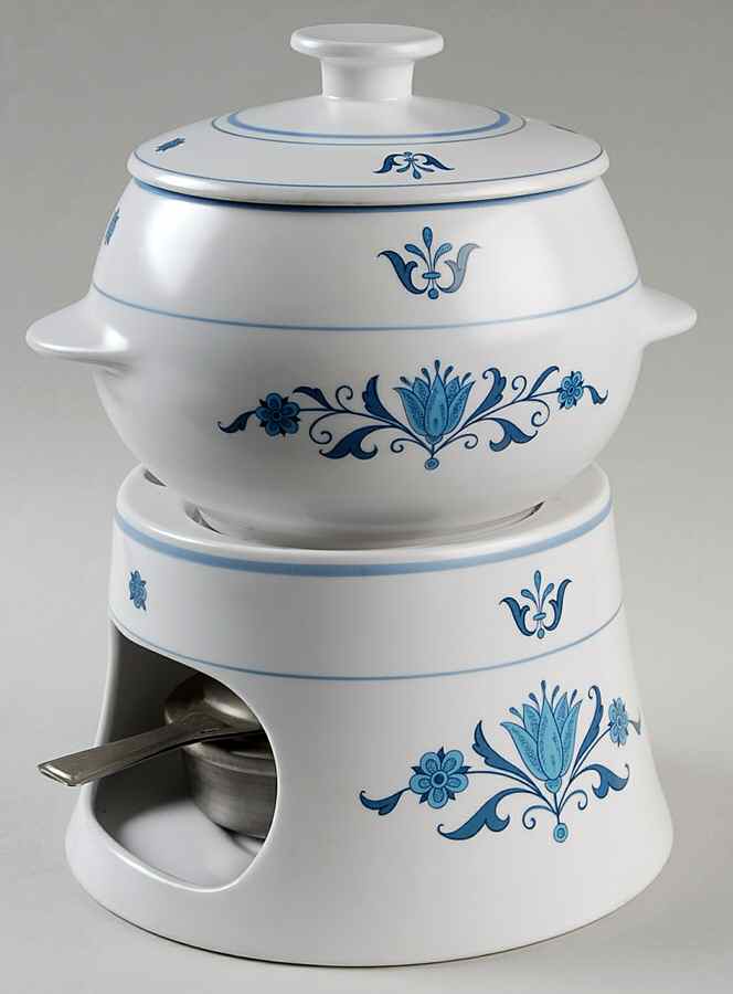 Blue Haven Fondue Pot with Lid, Stand and Burner by Noritake-1