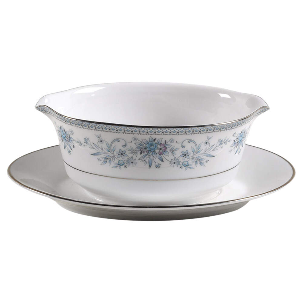 Blue Hill Gravy Boat with Attached Underplate by Noritake-1
