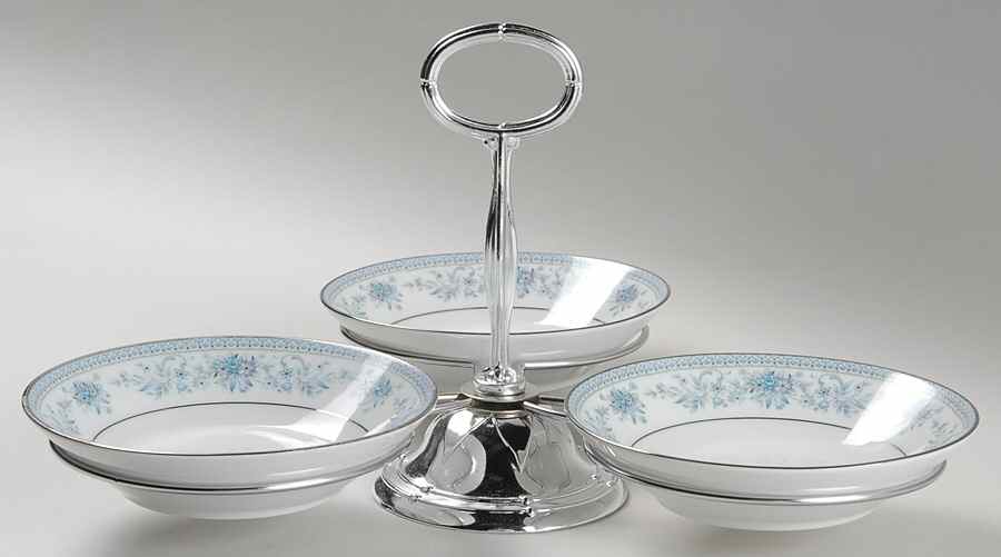 Blue Hill 7" x 12" 3-Part Relish & Metal Stand (FR) HC by Noritake-1