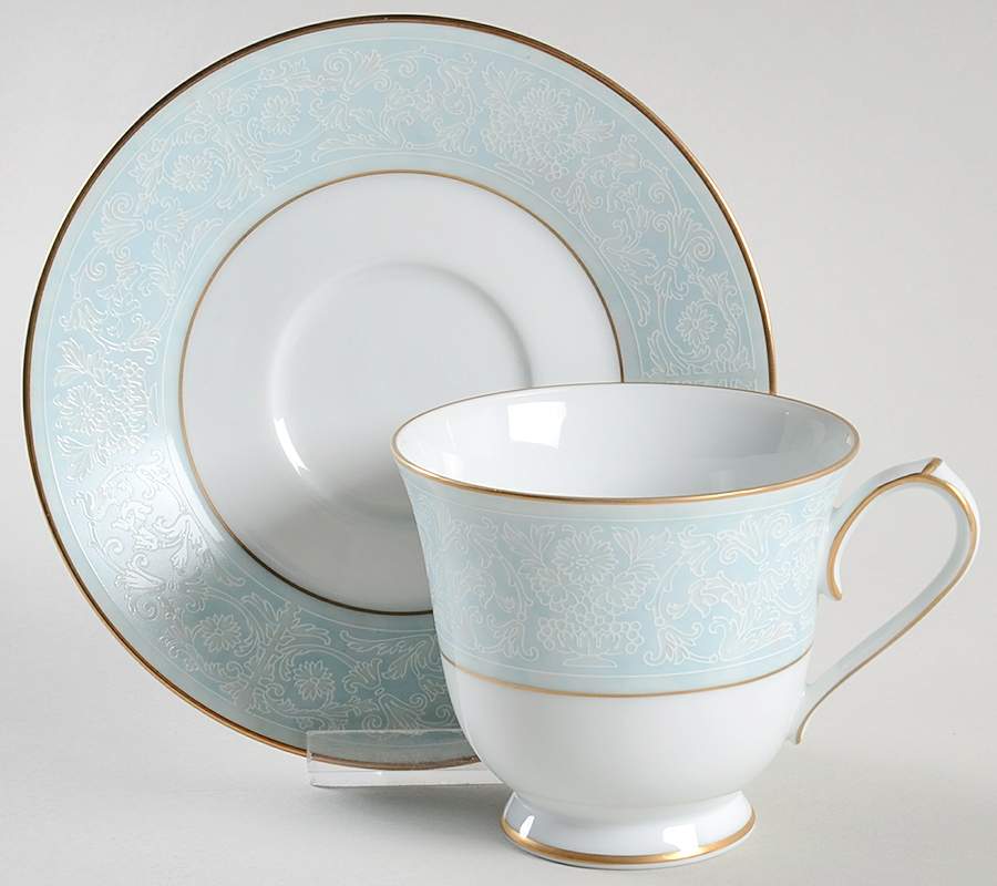 Blue Lace Footed Cup & Saucer Set by Noritake-1