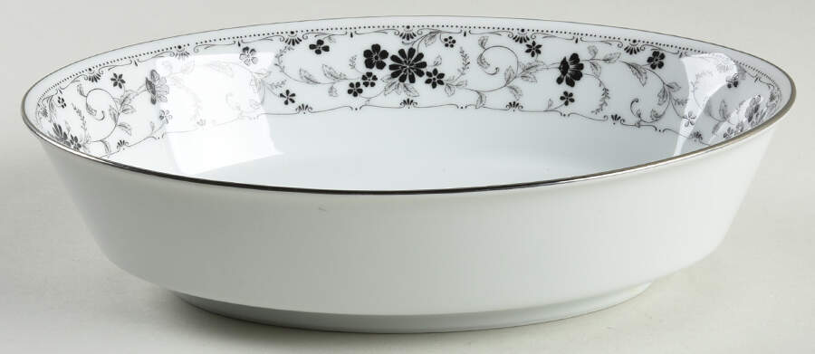 Black Lace 9" Oval Vegetable Bowl by Noritake-1