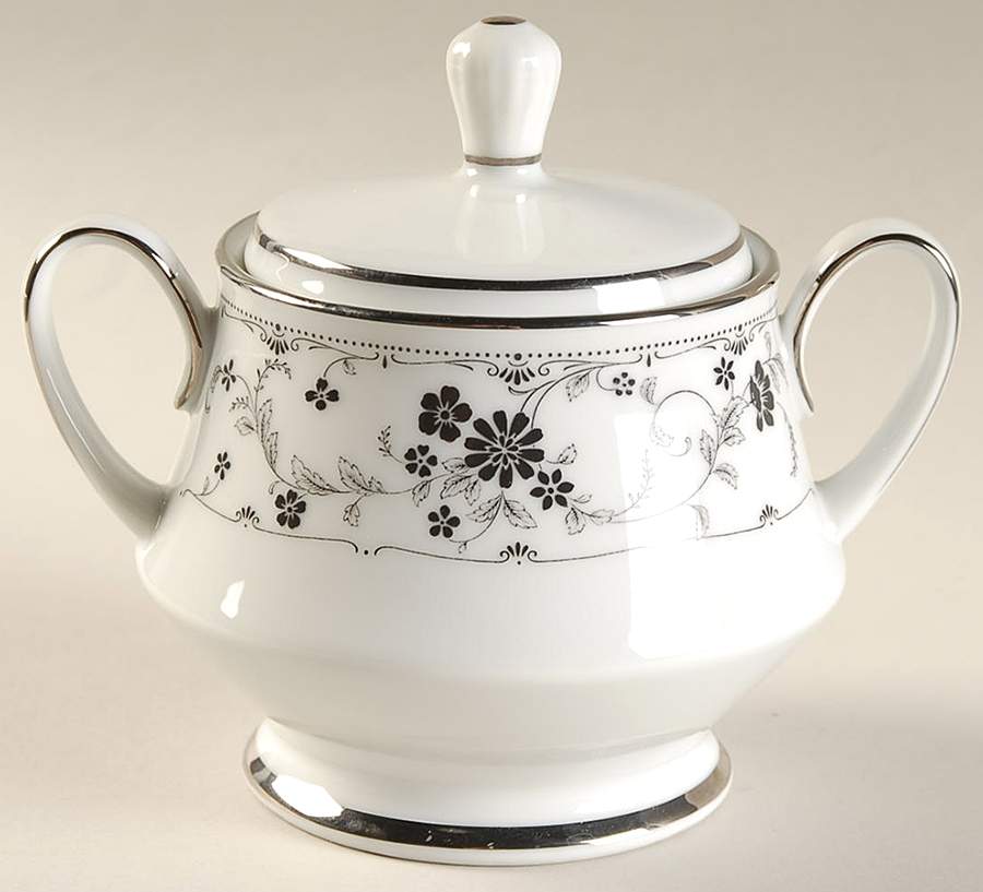 Black Lace Sugar Bowl & Lid by Noritake-1