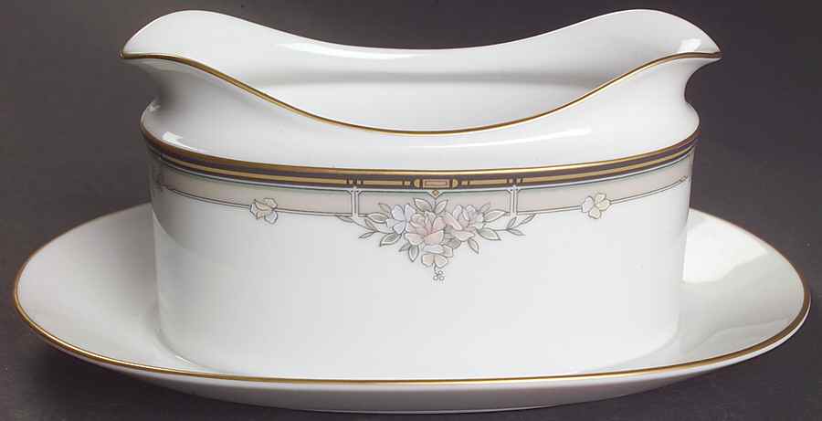 Blossom Mist Gravy Boat with Attached Underplate by Noritake-1