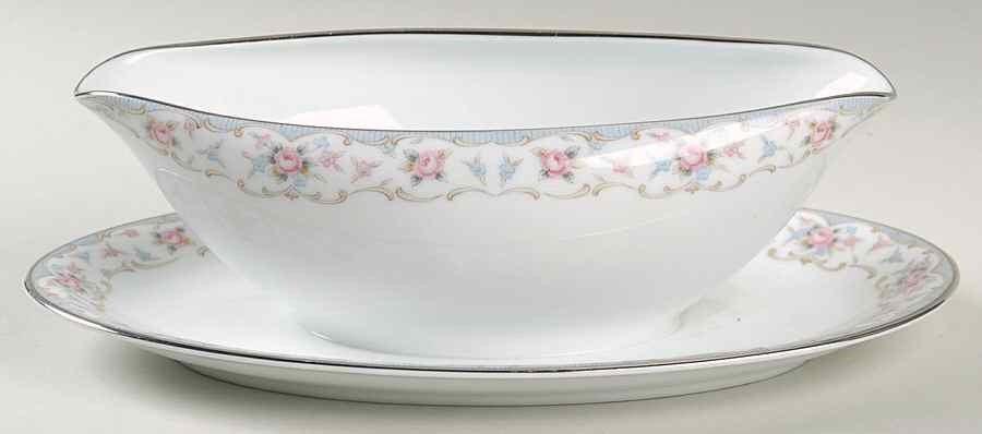 Bloomfield Gravy Boat with Attached Underplate by Noritake-1