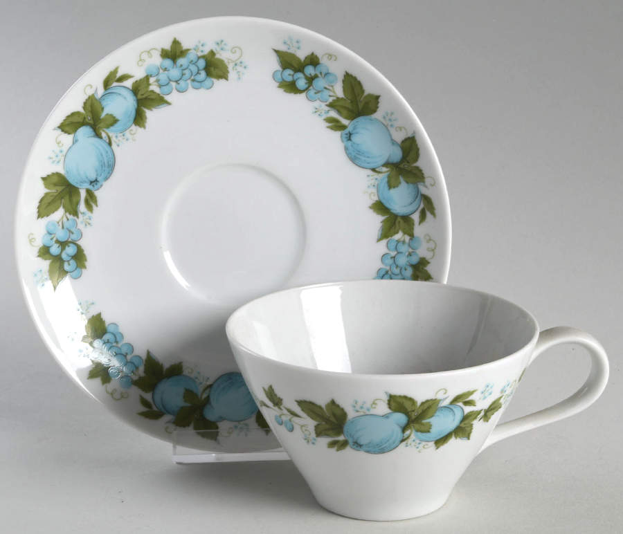 Blue Orchard Flat Cup & Saucer Set by Noritake-1