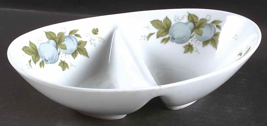 Blue Orchard 10" Oval Divided Vegetable Bowl by Noritake-1
