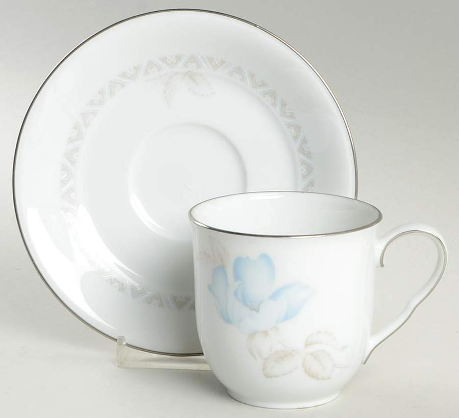 Blue Orient Flat Cup & Saucer Set by Noritake-1