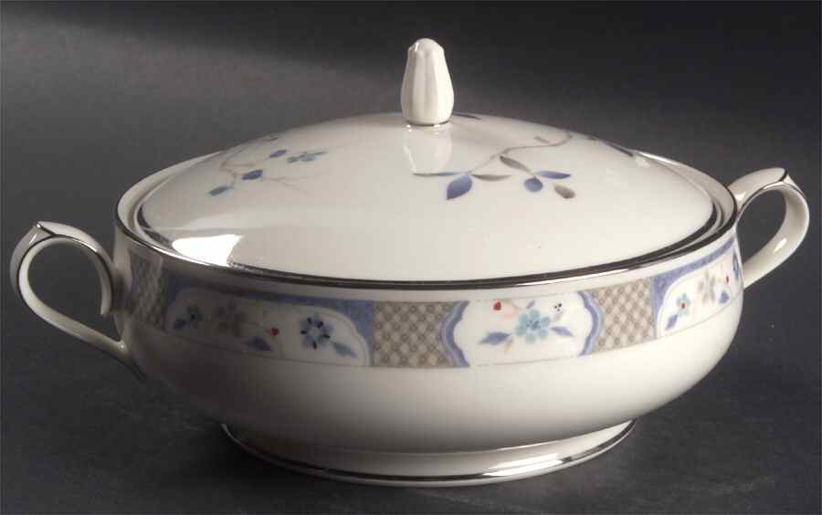 Blue Peony Round Covered Vegetable by Noritake-1