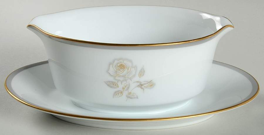 Blair Rose Gravy Boat with Attached Underplate by Noritake-1