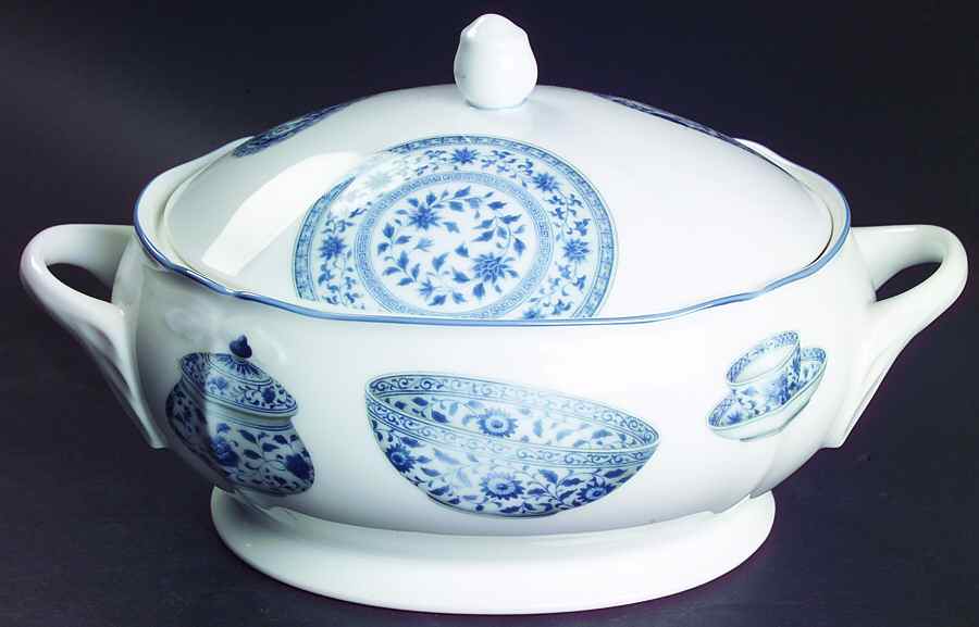 Blue Treasures Oval Covered Vegetable by Noritake-1