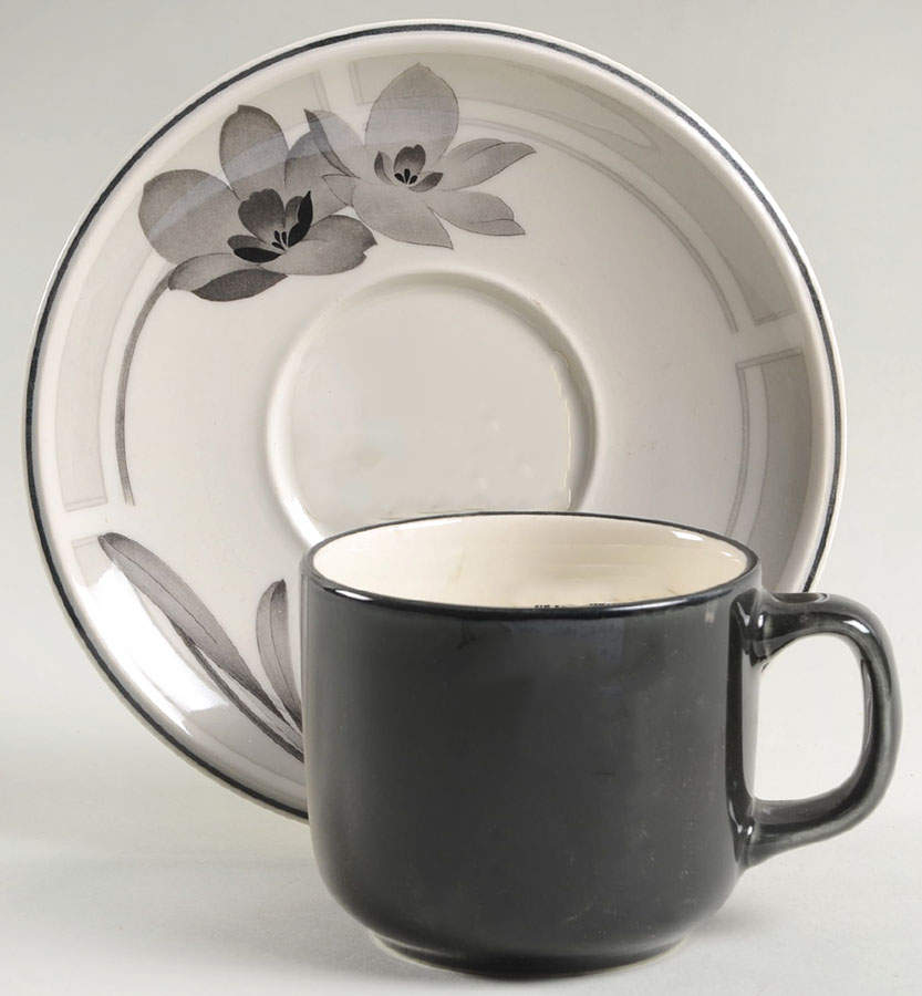 Black Tango Flat Cup & Saucer Set by Noritake-1
