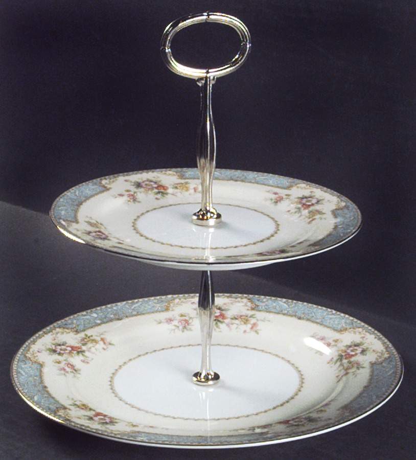 Bluedawn (#622, Rim) 6 5/8"-10"  2 Tiered Serving Tray (Dp, Sp) HC by Noritake-1