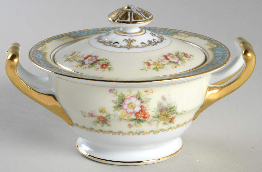 Bluedawn (#622, Rim) Sugar Bowl & Lid by Noritake-1