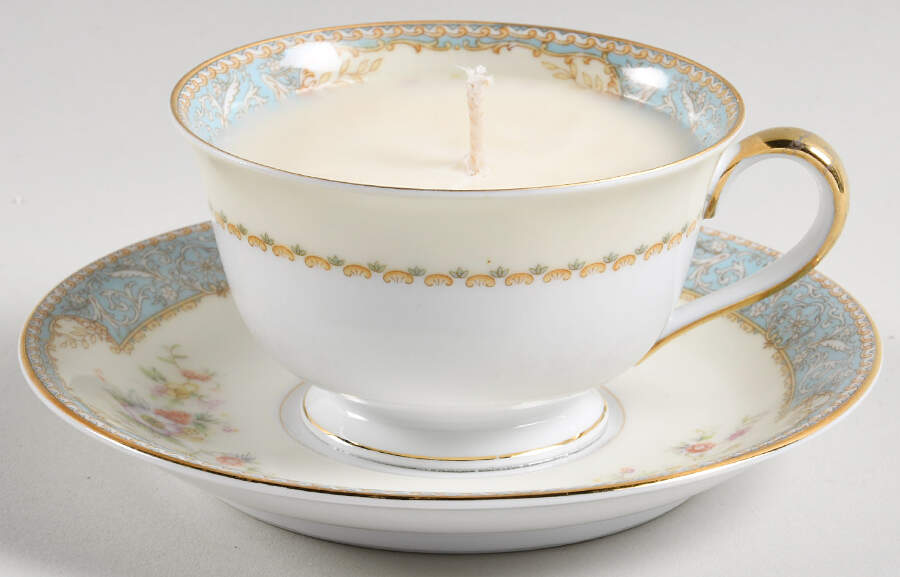 Bluedawn (#622, Rim) Scented Cup & Saucer Candle-Coffee  HC by Noritake-1