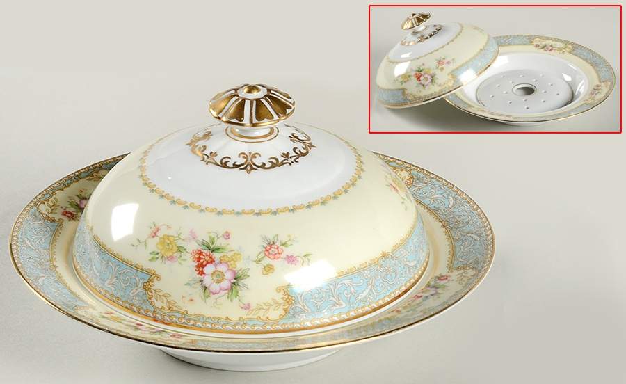 Bluedawn (#622, Rim) Round Covered Butter by Noritake-1