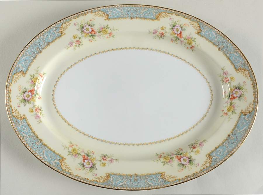 Bluedawn (#622, Rim) 14" Oval Serving Platter by Noritake-1