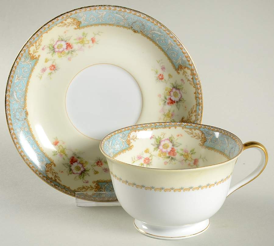 Bluedawn (#622, Rim) Oversized Cup & Saucer Set by Noritake-1