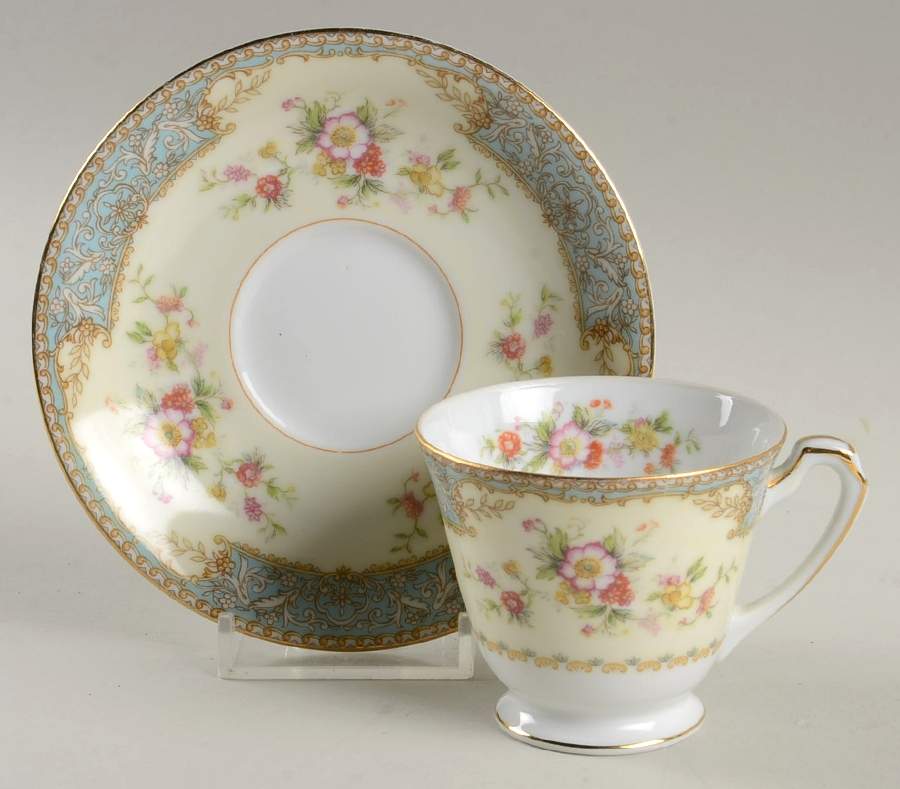 Bluedawn (#622, Rim) Footed Demitasse Cup & Saucer Set by Noritake-1