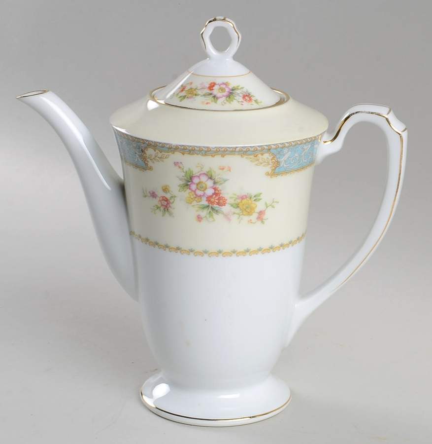 Bluedawn (#622, Rim) Mini Coffee Pot & Lid by Noritake-1