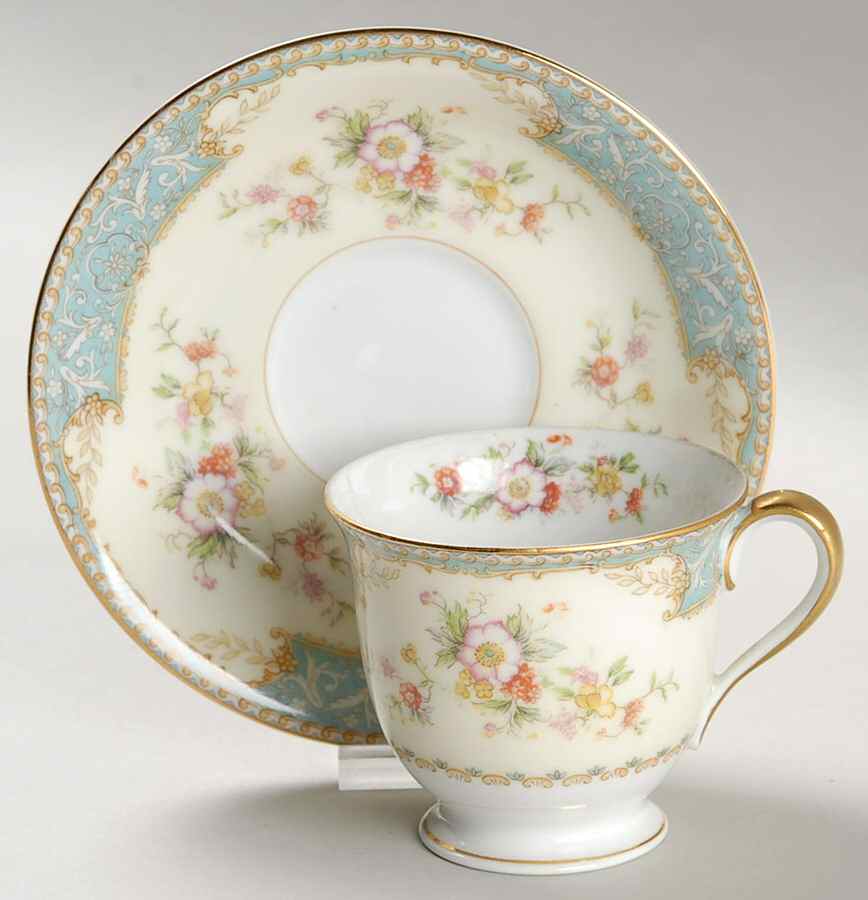Bluedawn (#622, Rim) Footed Demitasse Cup & Saucer Set by Noritake-1