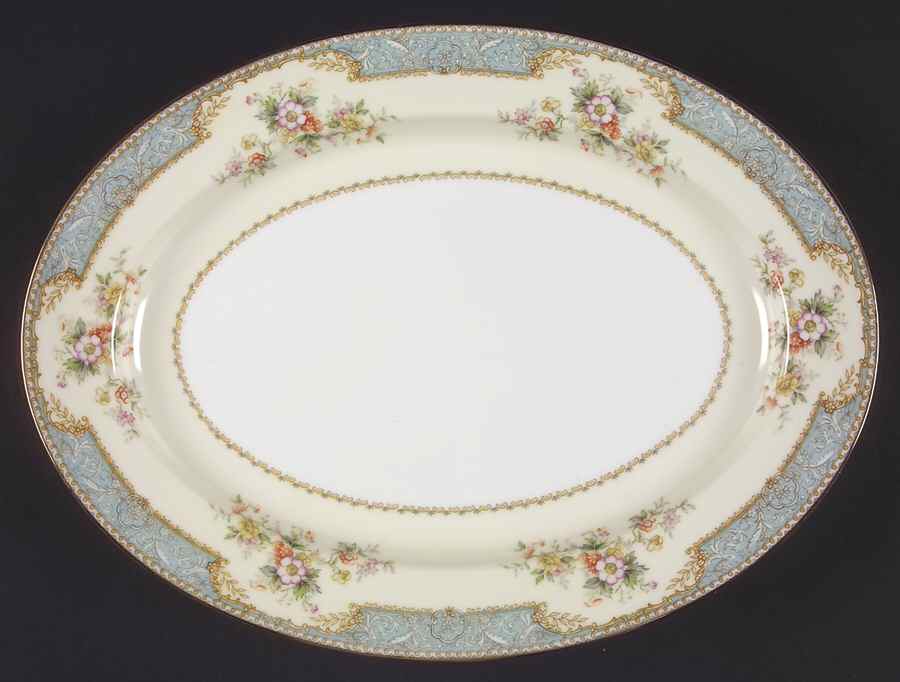 Bluedawn (#622, Rim) 13" Oval Serving Platter by Noritake-1