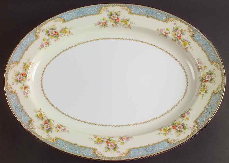 Bluedawn (#622, Rim) 16" Oval Serving Platter by Noritake-1