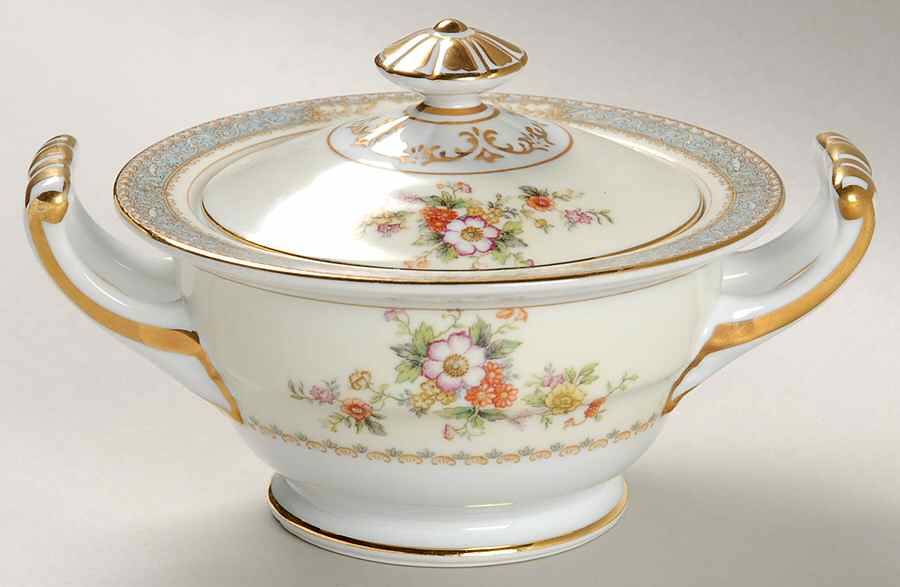 Bluedawn (#622, Rim) Sugar Bowl & Lid by Noritake-1