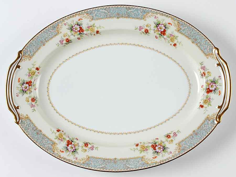 Bluedawn (#622, Rim) 13" Oval Serving Platter by Noritake-1