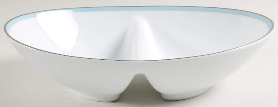 Bluetone 10" Oval Divided Vegetable Bowl by Noritake-1